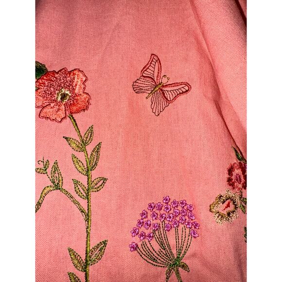 Studio Ease Floral Embroidered Butterfly Jacket with Dress Linen Fairy Sz 18W - Picture 4 of 16